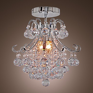 Max 40w Modern Contemporary Crystal, Flush Mount Small Chandelier
