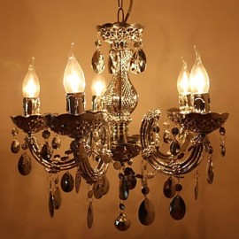 Modern Silver Acrylic Crystal Style Chandelier With 5 Lights