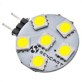 G4 1W 6x5050SMD 70-75LM 6000-6500K Natural White Light LED Spot Bulb (12V)