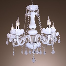 Elegant Crystal Chandelier with 5 Lights in White