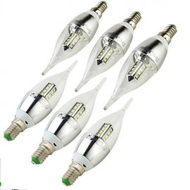 6PCS E14 3W 250lm 3000K 16 x SMD2835 White/Warm White LED Candle Lamp - (AC 85~265V)