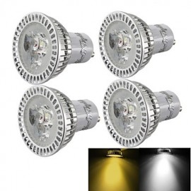 4PCS GU10 3W 3-LED 300lm Warm White/ Cold White Light Dimmable LED Spotlight (AC110~120V/220-240V/85-265V)