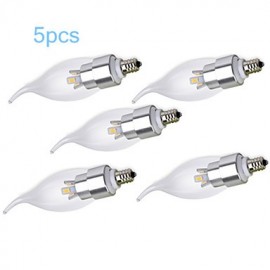 5pcs 5W E14 450-500LM 6000-6500K Cool White Color LED Candle Style Candle Bulb (85-265V)