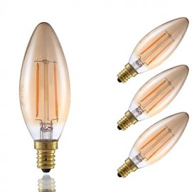 2W E12 LED Filament Bulbs B10 2 COB 160 lm Amber Dimmable / Decorative 120V 4 pcs