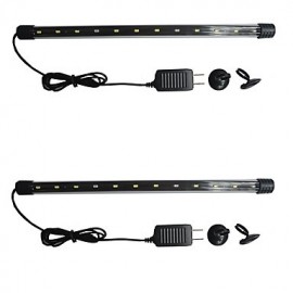 2PCS 40CM 12 SMD 5730 8W Aquarium Fish Tank Waterproof Blue/White/PinkLED Light Bar Submersible Down Lamp AC110V/220V