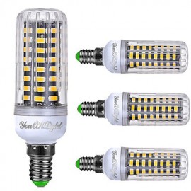 4PCS E14 6W AC220-240V 72*5733 SMD LED Intelligent IC Control Cole White/Natural White/Warm White Three-segmented Dimmable LED Corn Bulb
