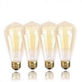 ST64 Edison Vintage Bulb 220-240V 40W E27 Amber Warm White Decorative Dimmable 4PCS