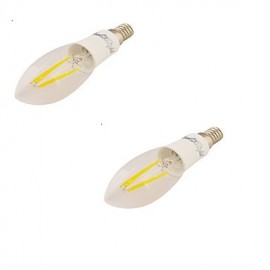 2PCS E14 4W 4xCOB 320LM 3000K Warm White Edison Candle Bulbs LED Filament Light(85-265V)