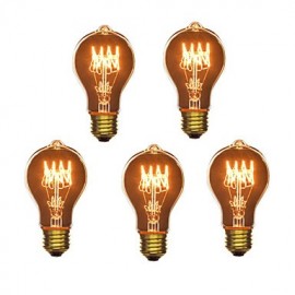 5pcs A19 E27 40W Incandescent Vintage Light Bulb for Household Bar Coffee Shop Hotel (220-240V)