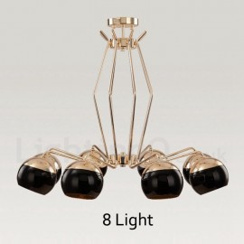 8 Light Single Tier Modern/ Contemporary Metal Chandelier Lamp with Glass Shade for Dining Room, Living Room Light