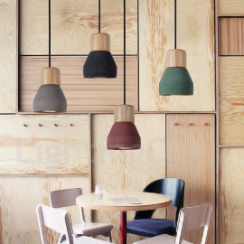 Single Light Modern/ Contemporary Multi Colors Wood Concrte Pendant Light for Dining Room, Living Room Light