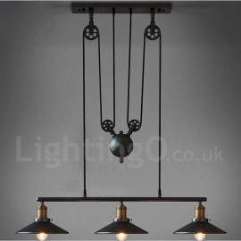 3 Light Country Vintage Living Room Dining Room Metal Pendant Light