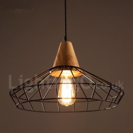 Vintage Dining Room Metal Wooden Pendant Light for Living Room Study Room/Office Lamp