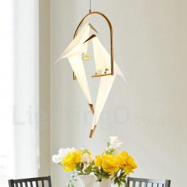 Modern/ Contemporary Paper Crane 2 Light Pendant Light for Living Room, Bedroom, Dining Room