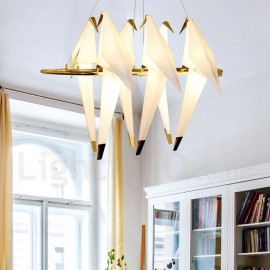 Modern/ Contemporary Paper Crane 6 Light Pendant Light for Living Room, Bedroom, Dining Room