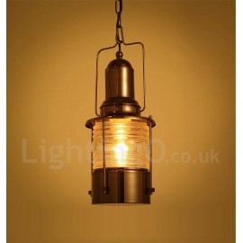 Retro / Vintage Dining Room 1 Light Lantern Copper Pendant Light