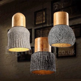 Retro / Vintage Wood Concrte Pendant Light for Dining Room Living Room Bedroom