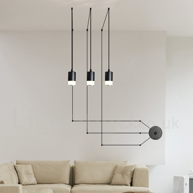 For Dining Room Living Room Bedroom 3 Light Black Pendant Light with ...