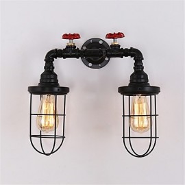 2 Heads Retro Industrial Pipe Wall Lights Simple Loft Black Birdcage Metal Dining Room Kitchen Bar Cafe Decoration lighting