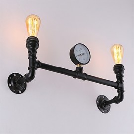 Vintage Industrial Pipe Wall Lights Black Creative Lights Restaurant Cafe Bar Decoration lighting With 2 Light Painted Finish