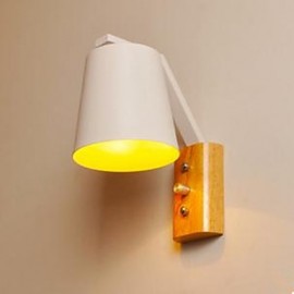 Creative Personality Warm Wood Iron Bed Lamp Switch With Nordic Corridor Study