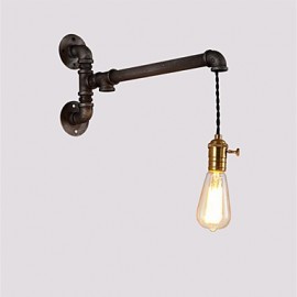 Vintage Industrial Pipe Wall Lights With switch Creative Lights Restaurant Cafe Bar Decoration lighting With 1 Light Painted Finish