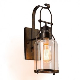 Retro Industrial Loft Lantern 1-Light Wall Sconce with Clear Glass