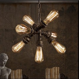 American Industrial Water Pipe, Retro style, Wind, Bar, Bar 7 Light Pendant Chandeliers