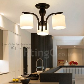 3 Light Country LED Integrated Living Room,Dining Room,Bed Room E27 Metal Chandeliers with Glass Shade