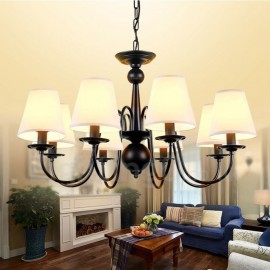 8 Light Rustic/Lodge LED Integrated Living Room,Dining Room,Bed Room Metal Chandeliers with Fabric Shade