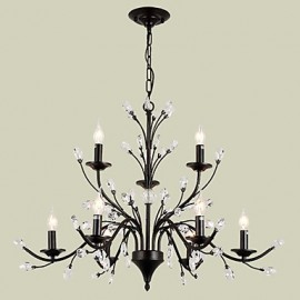 9 Lights Crystal Chandelier Modern/Contemporary Traditional/Classic Vintage Retro Country Painting Feature for Living Room