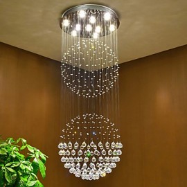 LED Crystal Ceiling Pendant Light Indoor Chandeliers Home Hanging Lighting Lamps Fixtures with 5W LED WARM WHITE Bulbs