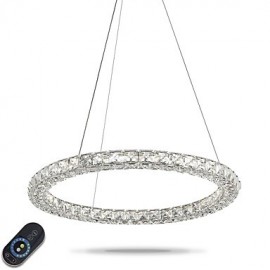 Modern Ring Crystal Pendant Lights LED Crystal Chandeliers Ceiling Light Indoor Lamps Fixtures Dimmable with Remote Control