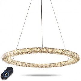 LED Ring Crystal Pendant Light Modern Crystal Chandeliers Ceiling Lights Indoor Lamp Fixtures Dimmable with Remote Control