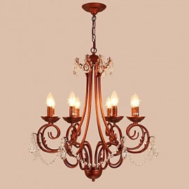 8 Lights Chandelier Modern/Contemporary Traditional/Lodge Vintage Retro Country Painting Feature for Crystal Metal Living Room