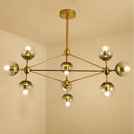 Ten Light Post Modern Europe Style Modo Metal Glass Pendant Lamp for the Bedroom / Living Room / Foyer Decorate Industrial Chandelier Lamp