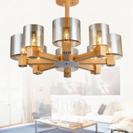 8 Light Wood Modern / Contemporary Nordic style Chandeliers with Glass Shade for Living Room,Dining Room,Study,Bedroom,Bar