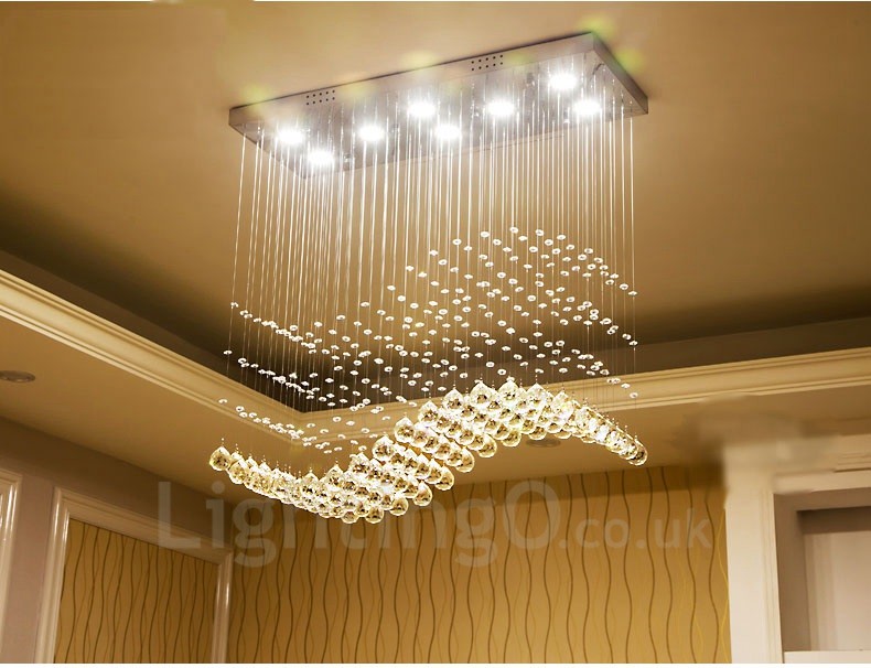 Dimmable Modern LED Crystal Ceiling Pendant Light Indoor ...