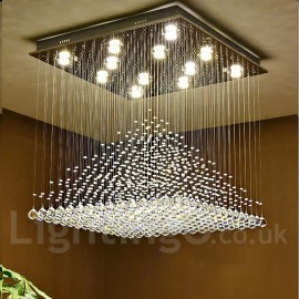 Dimmable Modern LED Crystal Ceiling Pendant Light Indoor Chandeliers Home Hanging Down Lighting Lamps Fixtures with Remote Contr