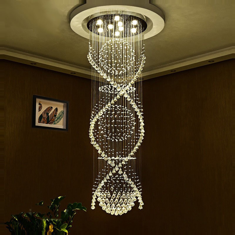 Extra Length 5 Meter Modern Led Crystal, Contemporary Led Chandeliers Uk