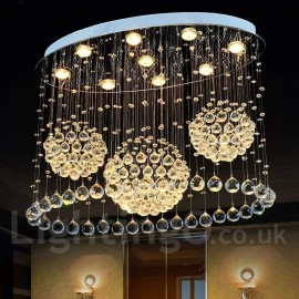 9 Lights Modern LED Crystal Ceiling Pendant Light Indoor Chandeliers Home Hanging Down Lighting Lamps Fixtures