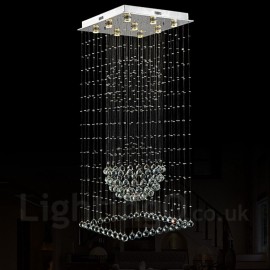 9 Lights Modern LED Crystal Ceiling Pendant Light Indoor Chandeliers Home Hanging Down Lighting Lamps Fixtures