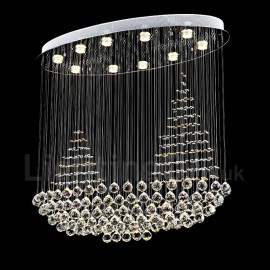 10 Lights Modern LED K9 Crystal Ceiling Pendant Light Indoor Chandeliers Home Hanging Down Lighting Lamps Fixtures