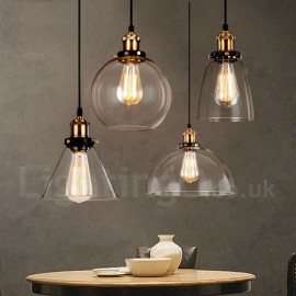Retro / Vintage Living Room Bedroom Pendant Light with Glass Shade for Dining Room Lamp