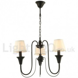 3 Light Black Living Room Bedroom Dining Room Retro Candle Style Chandelier