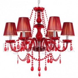6 Light Red Dining Room Bedroom Living Room K9 Crystal Candle Style Chandelier