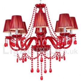 8 Light Red Dining Room Bedroom Living Room K9 Crystal Candle Style Chandelier