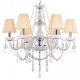 6 Light White Dining Room Bedroom Living Room K9 Crystal Candle Style Chandelier