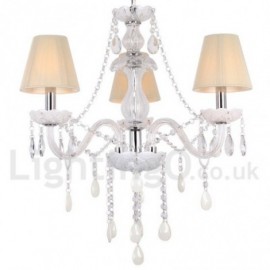 3 Light White Dining Room Bedroom Living Room K9 Crystal Candle Style Chandelier