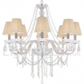 8 Light White Dining Room Bedroom Living Room K9 Crystal Candle Style Chandelier
